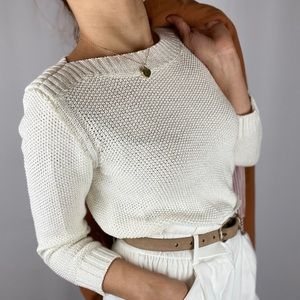 Ann Taylor three-quarter sleeve white sweater